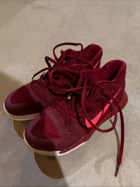 Nike Youth Maroon Athletic Shoes with Pink Swoosh